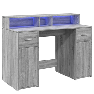 Γραφείο με LED Γκρι Sonoma 120x55x91 εκ. Επεξεργ. Ξύλο - Pakobazaar