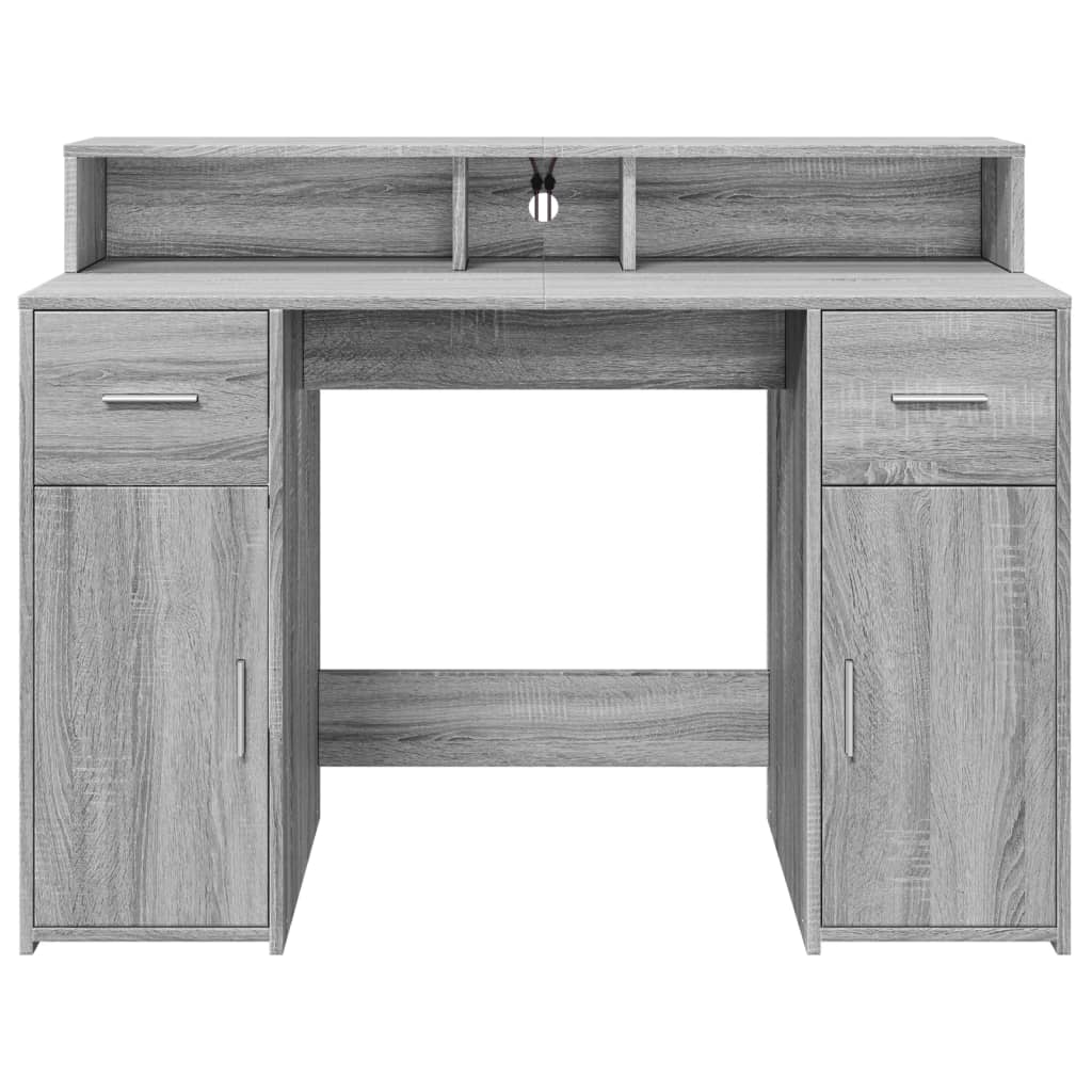 Γραφείο με LED Γκρι Sonoma 120x55x91 εκ. Επεξεργ. Ξύλο - Pakobazaar