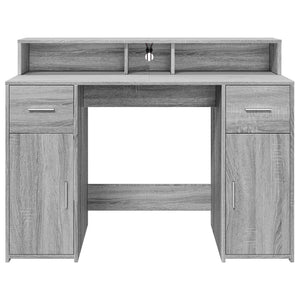 Γραφείο με LED Γκρι Sonoma 120x55x91 εκ. Επεξεργ. Ξύλο - Pakobazaar