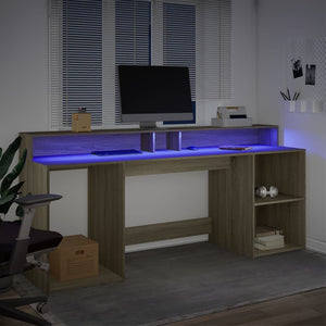 Γραφείο με LED Sonoma δρυς 200x55x91 εκ. Επεξεργ. Ξύλο