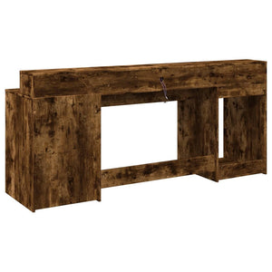 Γραφείο με LED Καπνιστή δρυς 200x55x91 εκ. Επεξεργ. Ξύλο