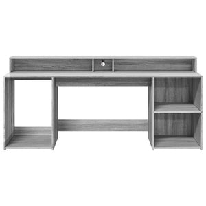 Γραφείο με LED Γκρι Sonoma 200x55x91 εκ. Επεξεργ. Ξύλο - Pakobazaar