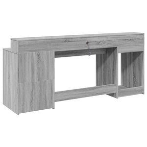Γραφείο με LED Γκρι Sonoma 200x55x91 εκ. Επεξεργ. Ξύλο - Pakobazaar