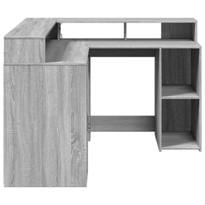 Γραφείο με LED Γκρι Sonoma 130x130x91 εκ. Επεξεργ. Ξύλο