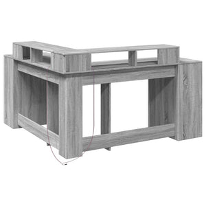 Γραφείο με LED Γκρι Sonoma 152x152x91 εκ. Επεξεργ. Ξύλο - Pakobazaar