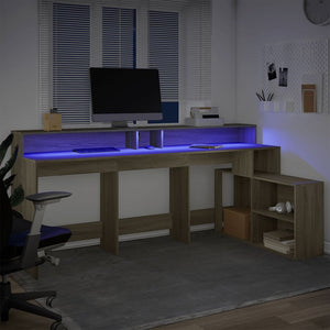 Γραφείο με LED Sonoma δρυς 200x104x91 εκ. Επεξεργ. Ξύλο - Pakobazaar