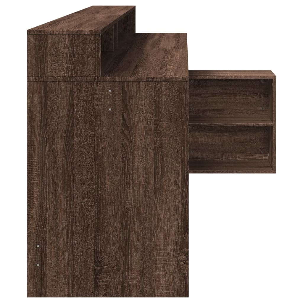 Γραφείο με LED Καφέ δρυς 200x104x91 εκ. Επεξεργ. Ξύλο