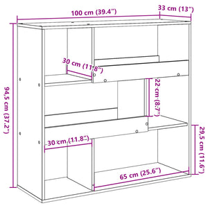 Βιβλιοθήκη/Διαχωριστικό Χώρου Δρυς 100x33x94,5 εκ. Επεξ. Ξύλο