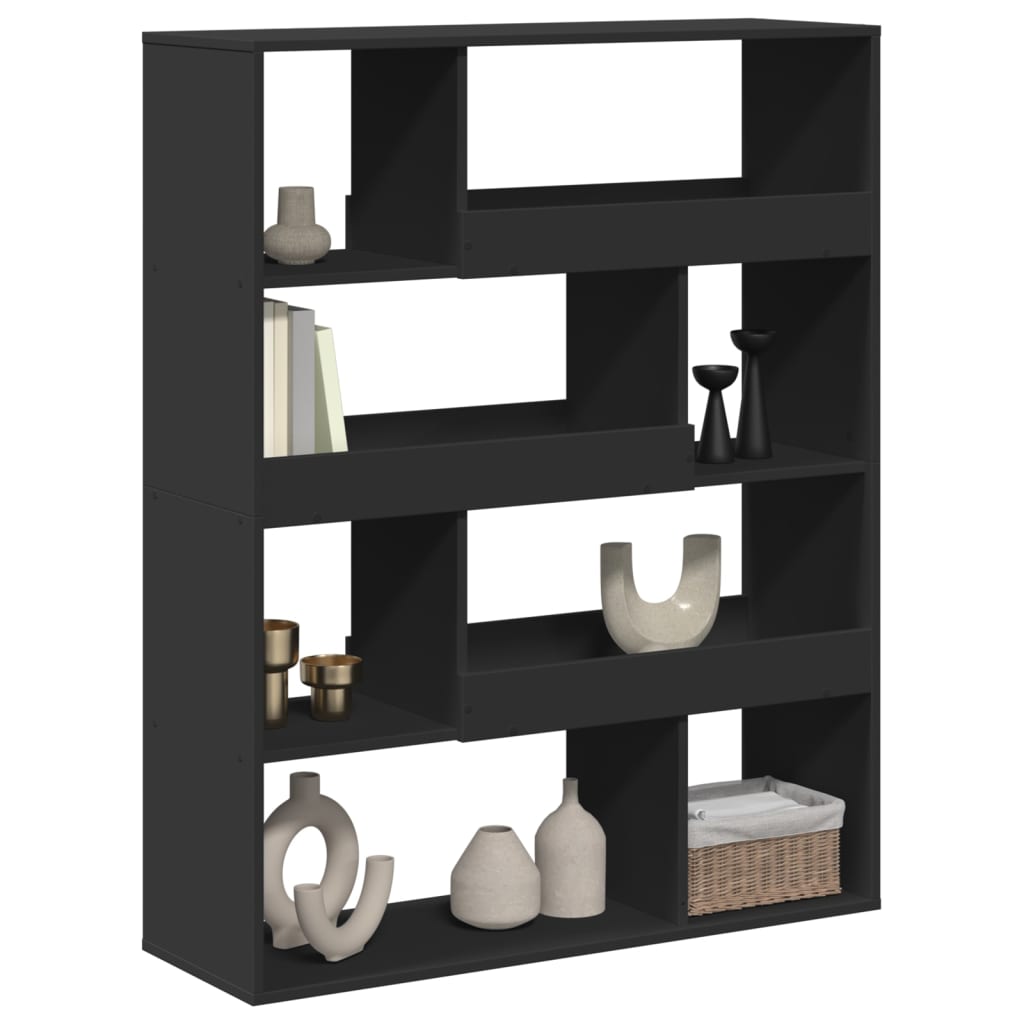 Βιβλιοθήκη/Διαχωριστικό Χώρου Μαύρη 100x33x125,5 εκ. Επεξ. Ξύλο