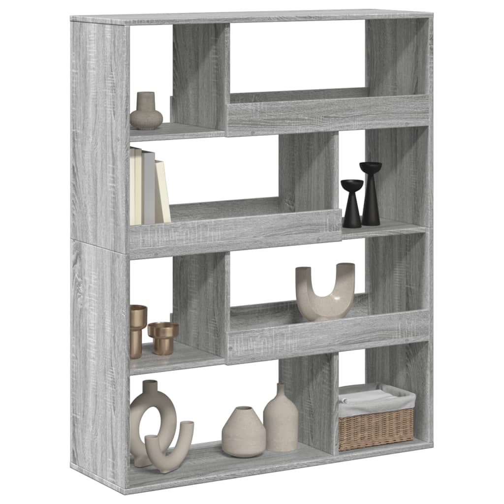 Βιβλιοθήκη/Διαχωριστικό Χώρου Γκρι 100x33x125,5 εκ. Επεξ. Ξύλο