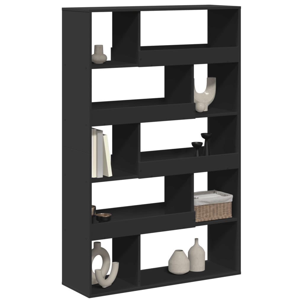 Βιβλιοθήκη/Διαχωριστικό Χώρου Μαύρη 100x33x156,5 εκ. Επεξ. Ξύλο