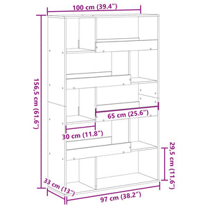 Βιβλιοθήκη/Διαχωριστικό Χώρου Δρυς 100x33x156,5 εκ. Επεξ. Ξύλο - Pakobazaar
