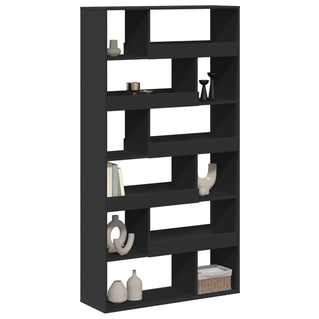 Βιβλιοθήκη/Διαχωριστικό Χώρου Μαύρη 100x33x187,5 εκ. Επεξ. Ξύλο