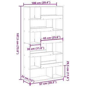 Βιβλιοθήκη/Διαχωριστικό Χώρου Δρυς 100x33x187,5 εκ. Επεξ. Ξύλο - Pakobazaar