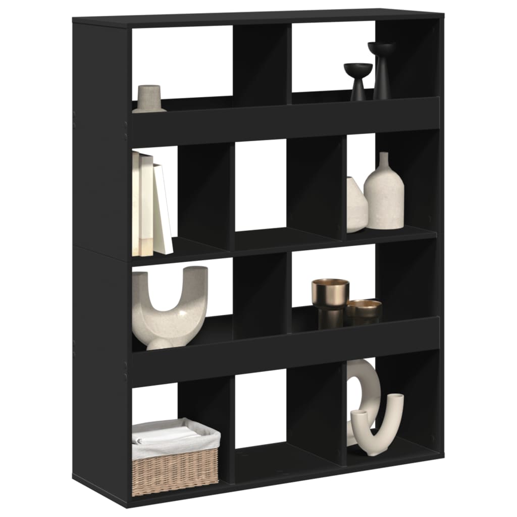 Βιβλιοθήκη/Διαχωριστικό Χώρου Μαύρη 100x33x125,5 εκ. Επεξ. Ξύλο