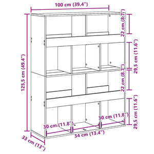 Βιβλιοθήκη/Διαχωριστικό Χώρου Δρυς 100x33x125,5 εκ. Επεξ. Ξύλο - Pakobazaar