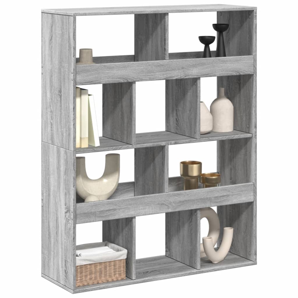 Βιβλιοθήκη/Διαχωριστικό Χώρου Γκρι 100x33x125,5 εκ. Επεξ. Ξύλο