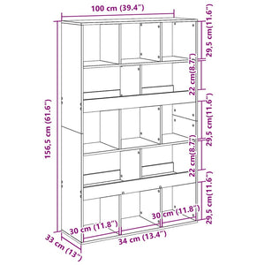 Βιβλιοθήκη/Διαχωριστικό Χώρου Γκρι 100x33x156,5 εκ. Επεξ. Ξύλο