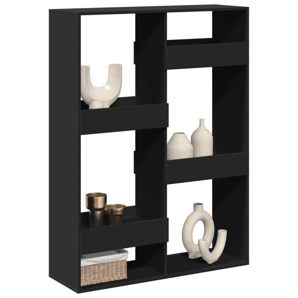 Βιβλιοθήκη/Διαχωριστικό Χώρου Μαύρη 100x33x135 εκ. Επεξ. Ξύλο