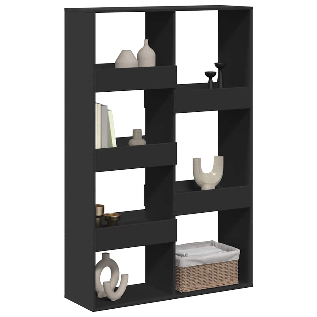 Βιβλιοθήκη/Διαχωριστικό Χώρου Μαύρη 100x33x155,5 εκ. Επεξ. Ξύλο