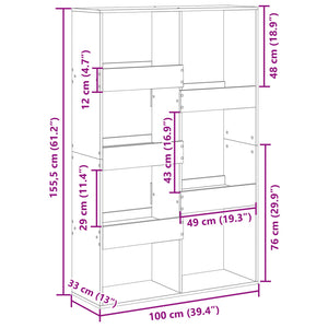 Βιβλιοθήκη/Διαχωριστικό Χώρου Δρυς 100x33x155,5 εκ. Επεξ. Ξύλο