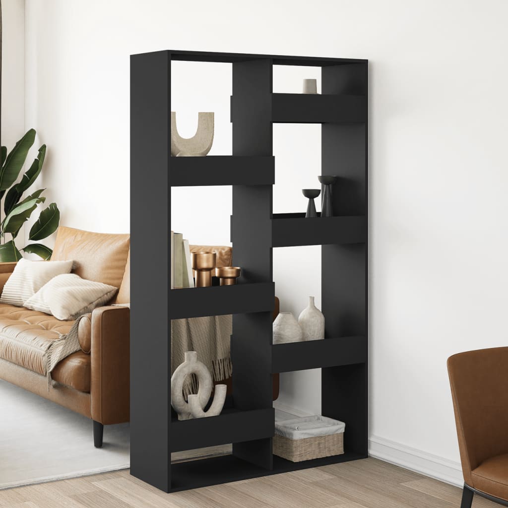 Βιβλιοθήκη/Διαχωριστικό Χώρου Μαύρη 100x33x175 εκ. Επεξ. Ξύλο