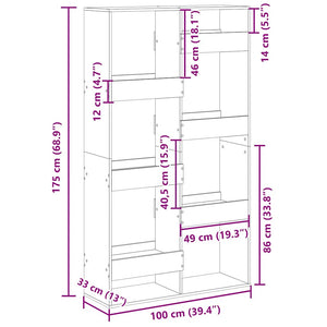 Βιβλιοθήκη/Διαχωριστικό Χώρου 100x33x175 εκ. Επεξ. Ξύλο