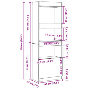 Ντουλάπι Λευκό 63x33x180 εκ. από Επεξεργασμένο Ξύλο