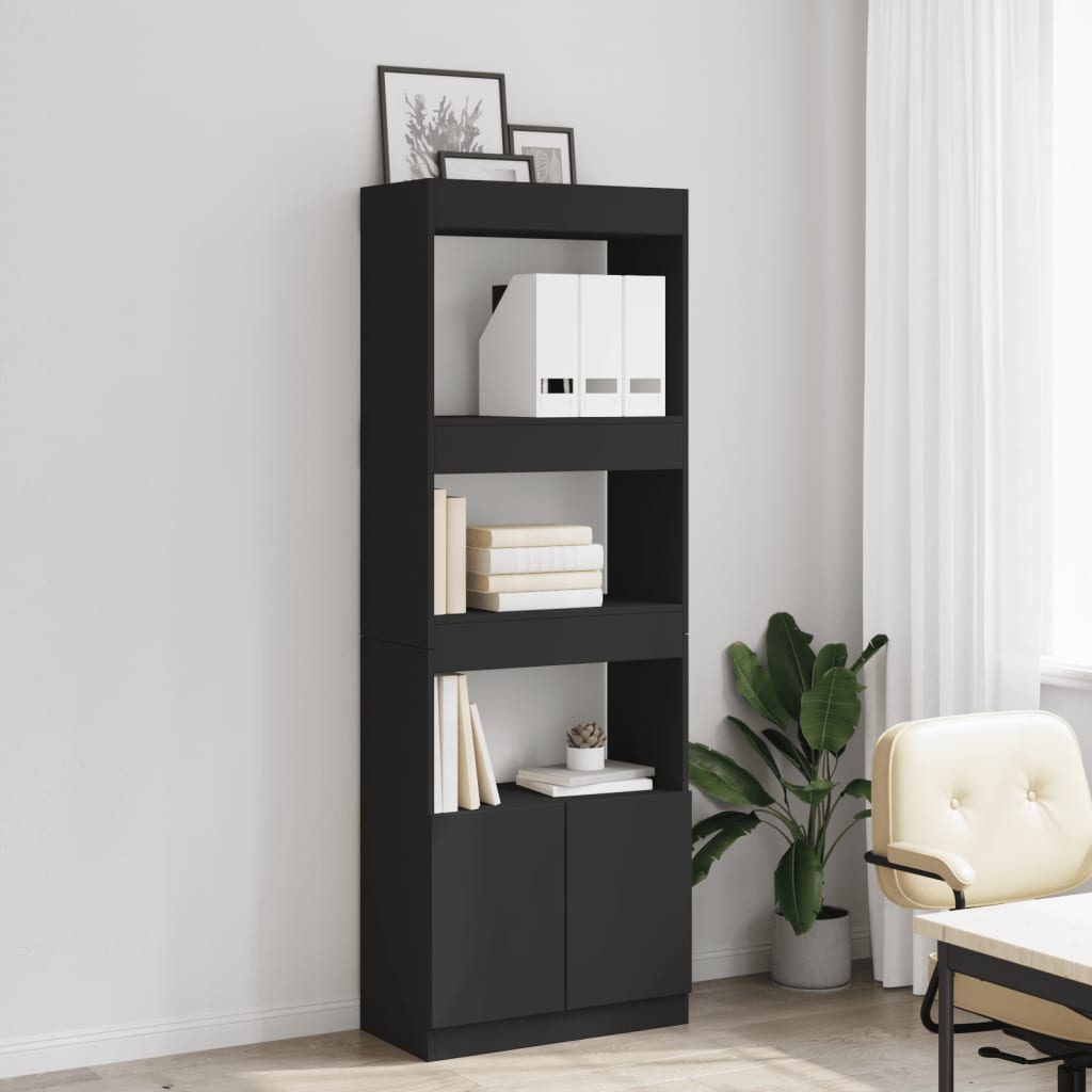 Ντουλάπι Μαύρο 63x33x180 εκ. από Επεξεργασμένο Ξύλο - Pakobazaar