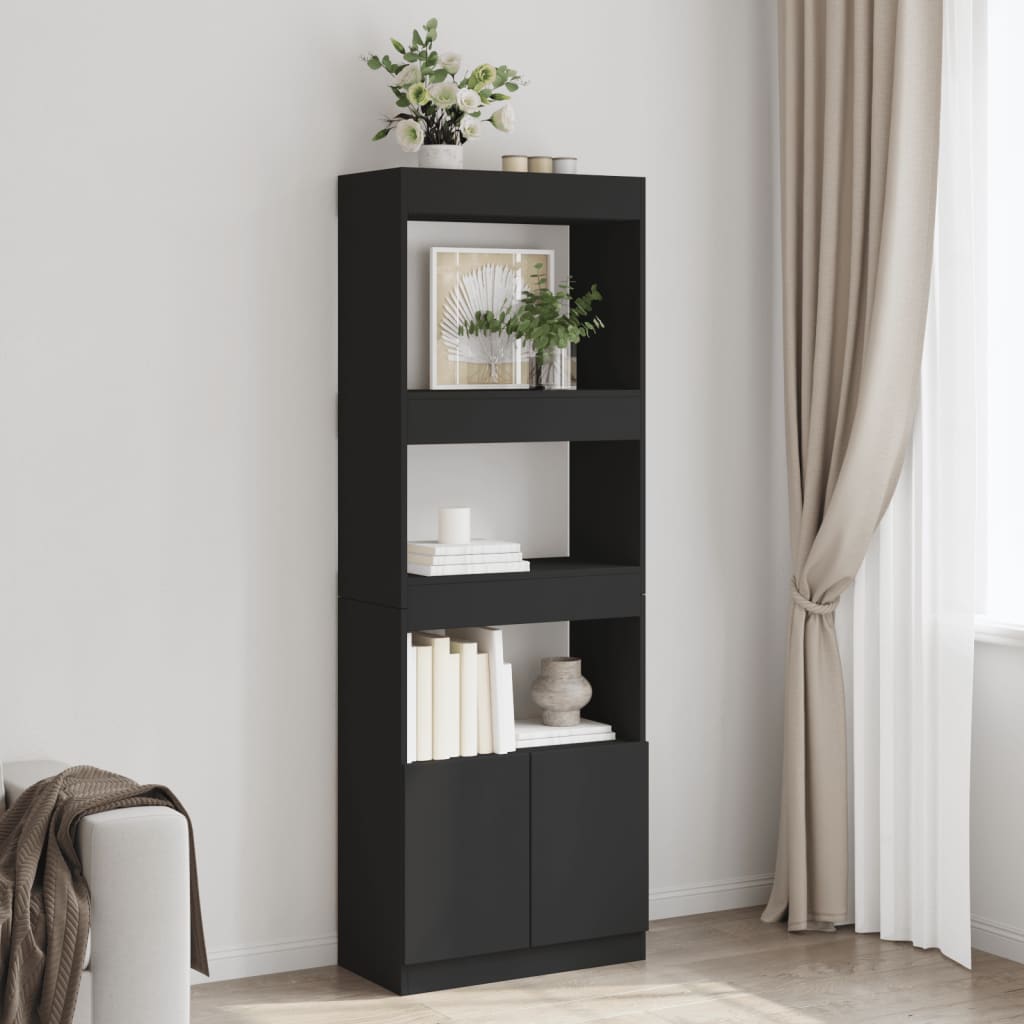Ντουλάπι Μαύρο 63x33x180 εκ. από Επεξεργασμένο Ξύλο - Pakobazaar