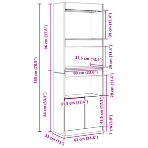 Ντουλάπι Καπνιστή Δρυς 63x33x180 εκ. από Επεξεργασμένο Ξύλο