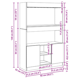Ντουλάπι Sonoma δρυς 92x33x140 εκ. από Επεξεργασμένο Ξύλο