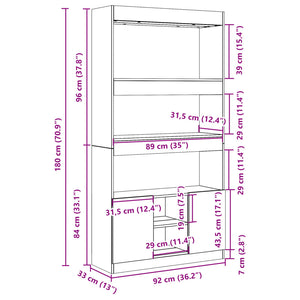 Ντουλάπι Sonoma Δρυς 92x33x180εκ. από Επεξεργασμένο Ξύλο