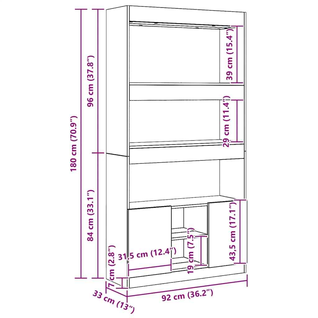 Ντουλάπι Αρτισιανή Δρυς 92x33x180εκ. από Επεξεργασμένο Ξύλο - Pakobazaar