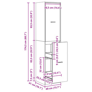Συρταριέρα Γενικής Χρήσης Γκρι Σκυρ. 40x41x174,5 εκ. Επεξ. Ξύλο