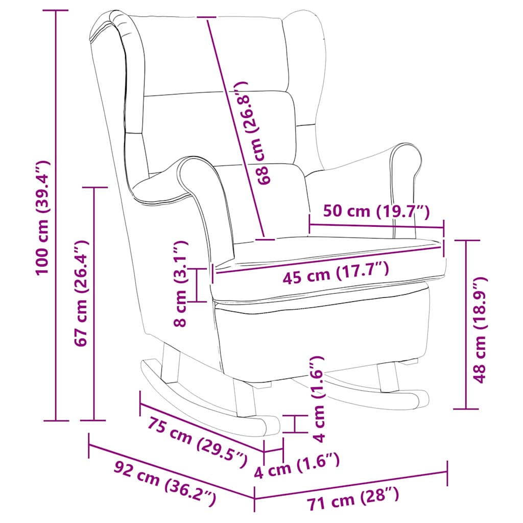 Κουνιστή καρέκλα ανοιχτό γκρι 74x90x102 cm Ύφασμα