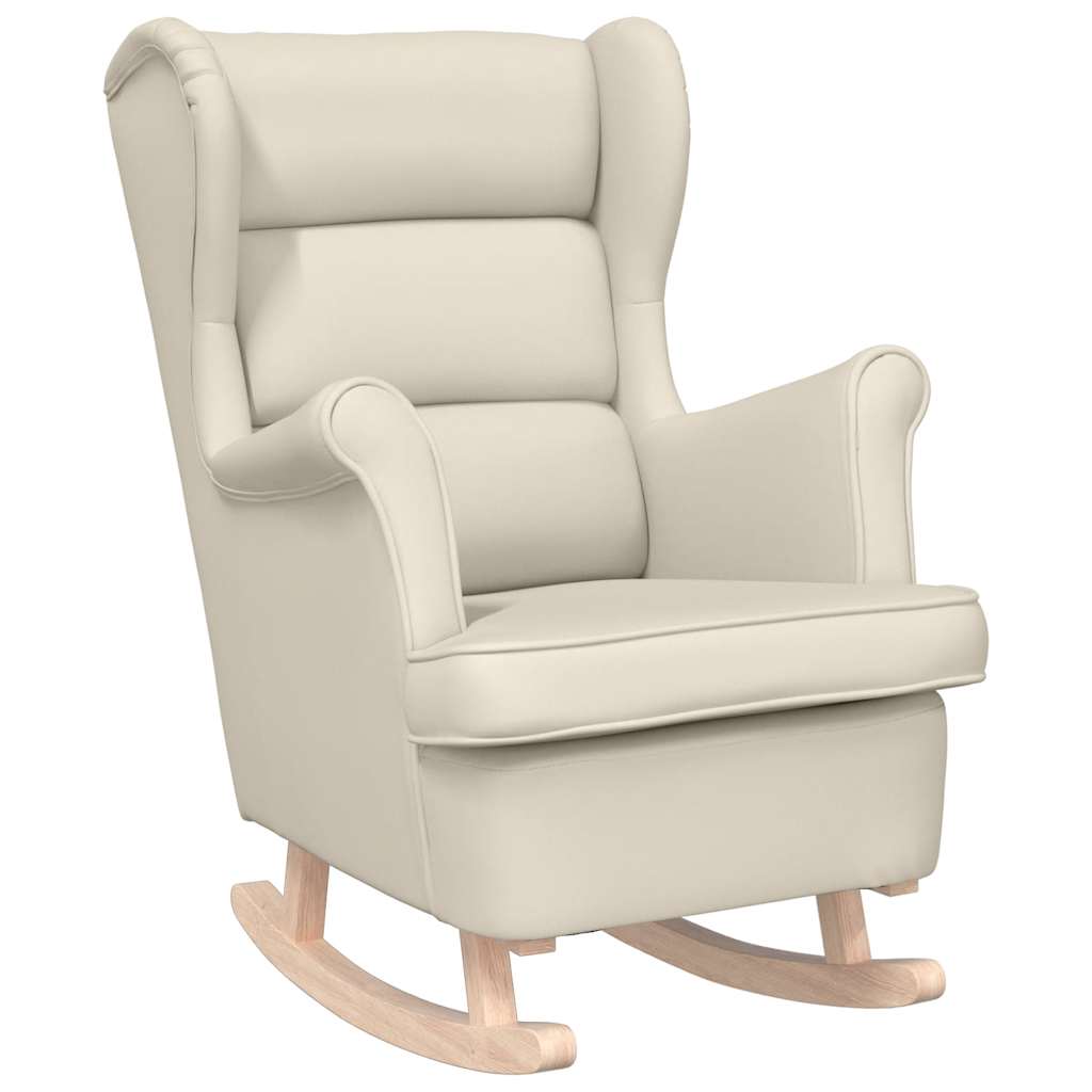 Κουνιστή καρέκλα Λευκή 74x90x102 cm Λινό