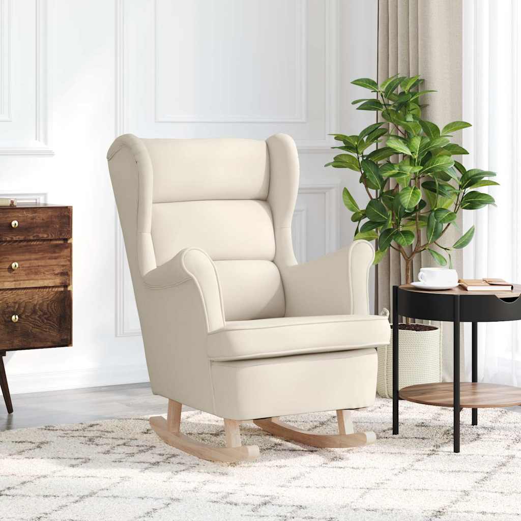 Κουνιστή καρέκλα Λευκή 74x90x102 cm Λινό