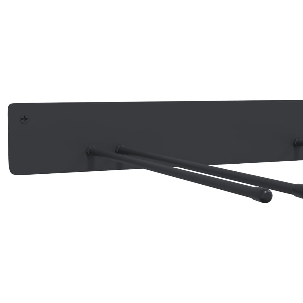 Ράφια Αποθ. Εργαλείων Κήπου Επιτοίχια 8 Τεμ. Μαύρα από Ατσάλι