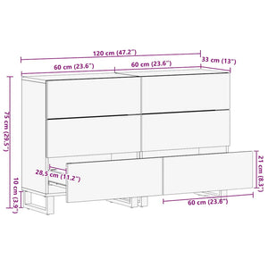 Μπουφέδες 2 τεμ. Μαύροι 60x33x75 εκ. από Μασίφ Ξύλο Μάνγκο - Pakobazaar