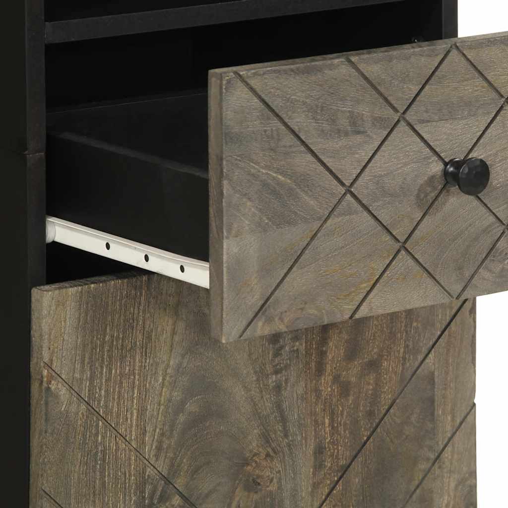 σετ επίπλων μπάνιου 3 τεμαχίων μαύρο στερεό ξύλο Mango