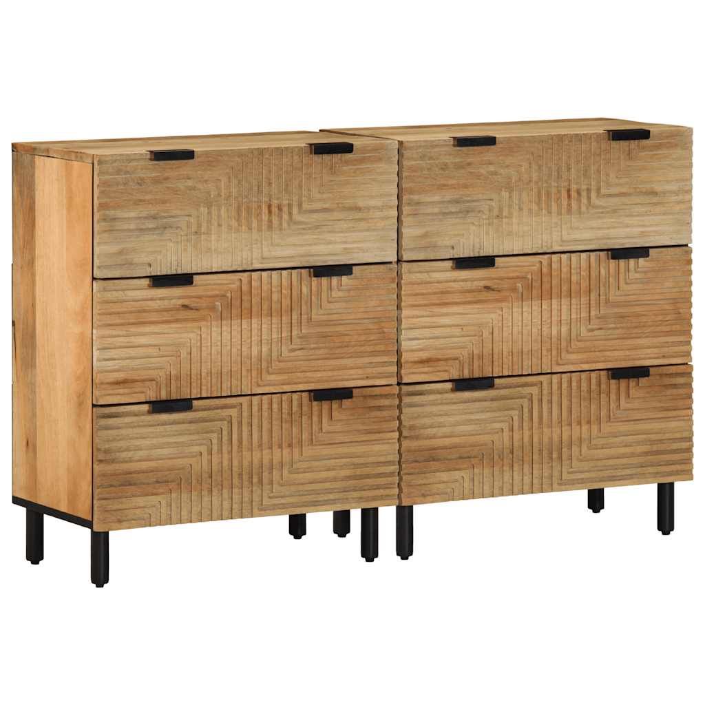 Sideboards 2 τεμάχια καφέ 60x33x75 cm μασίφ ξύλο Mango