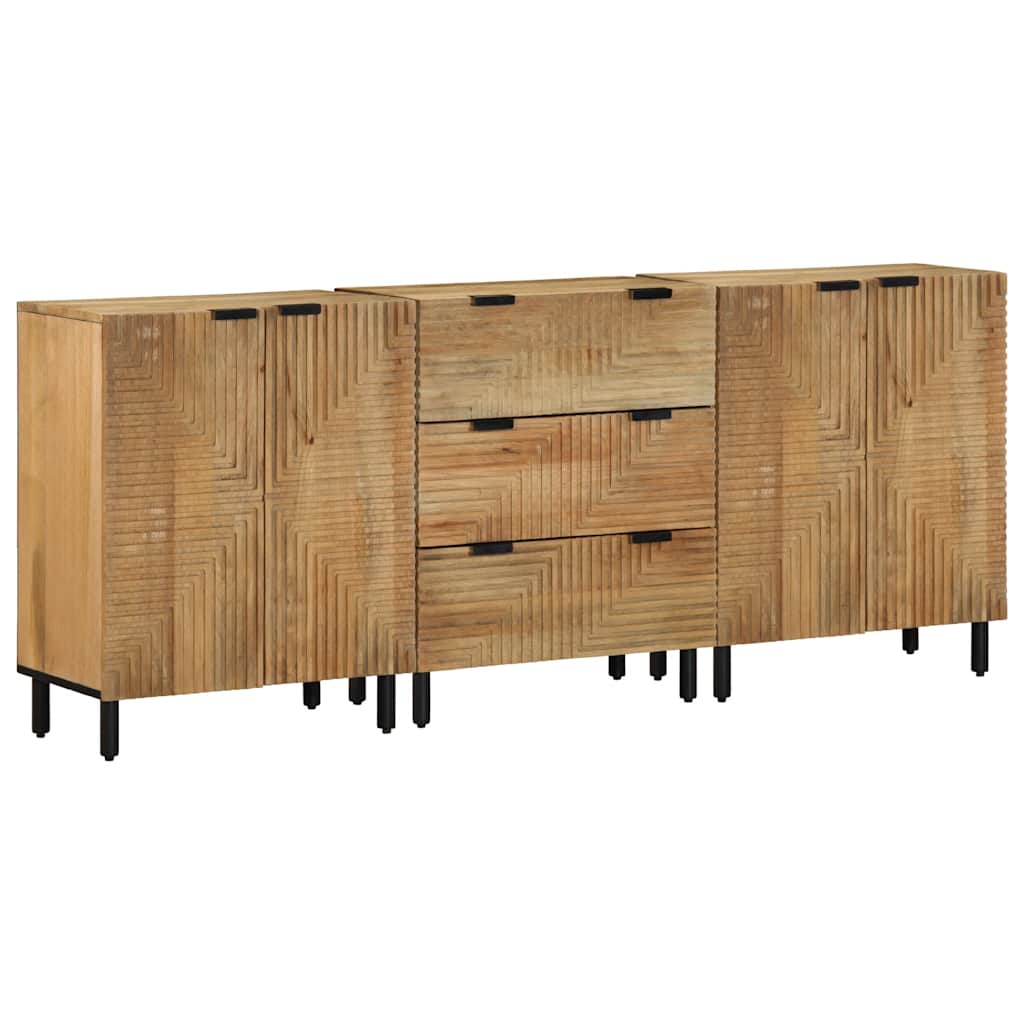3 τεμαχίων Sideboards καφέ 60x33x75 cm μασίφ ξύλο Mango - Pakobazaar