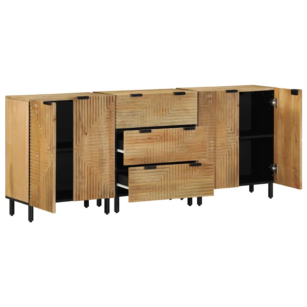 3 τεμαχίων Sideboards καφέ 60x33x75 cm μασίφ ξύλο Mango - Pakobazaar