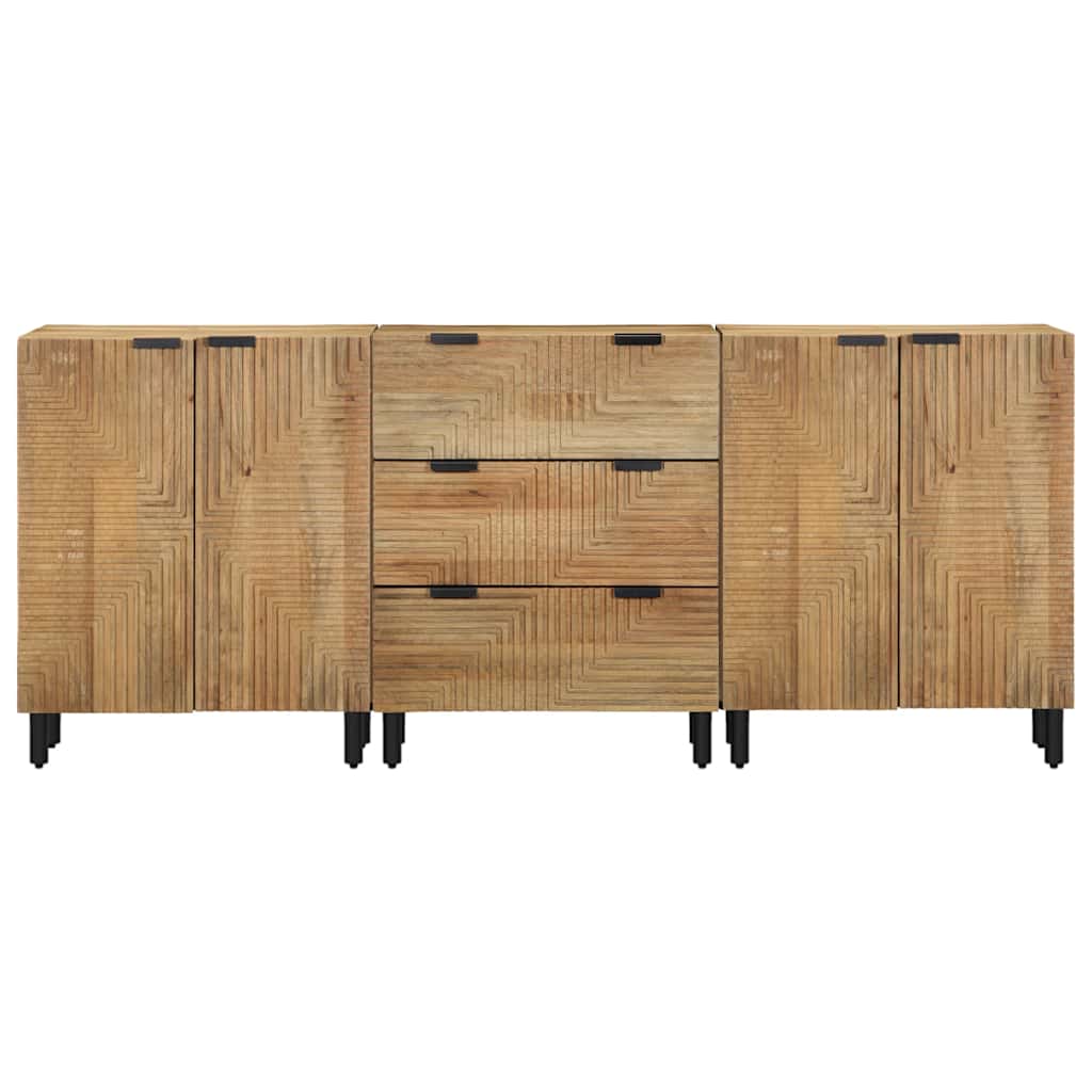 3 τεμαχίων Sideboards καφέ 60x33x75 cm μασίφ ξύλο Mango - Pakobazaar