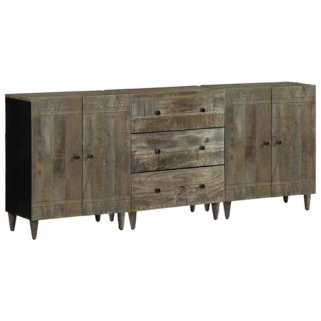 3 τεμαχίων Sideboards ανοιχτό γκρι μασίφ ξύλο Mango