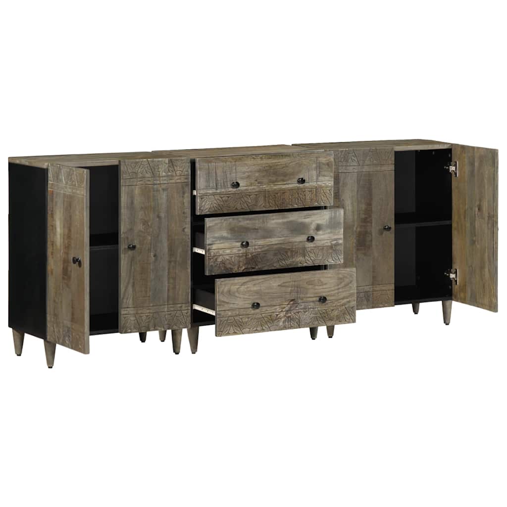 3 τεμαχίων Sideboards ανοιχτό γκρι μασίφ ξύλο Mango