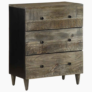 3 τεμαχίων Sideboards ανοιχτό γκρι μασίφ ξύλο Mango