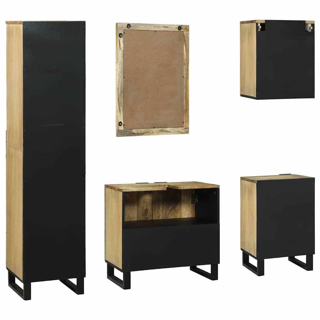 Σετ Επίπλων Μπάνιου με συρτάρι 5 pcs Καφέ Επεξεργασμένο ξύλο