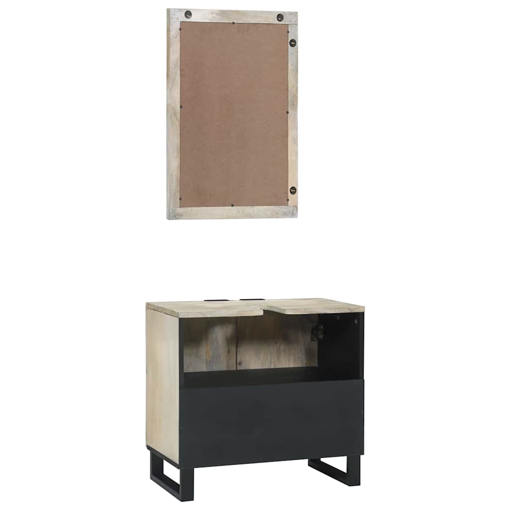 Σετ Επίπλων Μπάνιου με ράφι 2 pcs Λευκό Επεξεργασμένο ξύλο